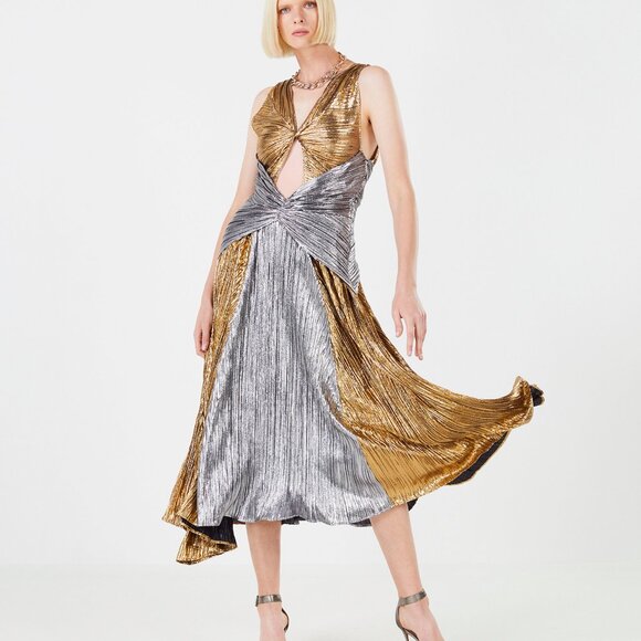 NWOT - BCBGMAXAZRIA - Lorzo Two-tone Metallic Evening Dress (Size Large) - NWOT - Picture 4 of 6